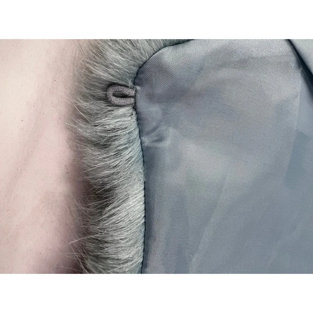 Vintage Style Dusty Blue Faux Fur Detachable Coat Collar with Elastic Loops 21in